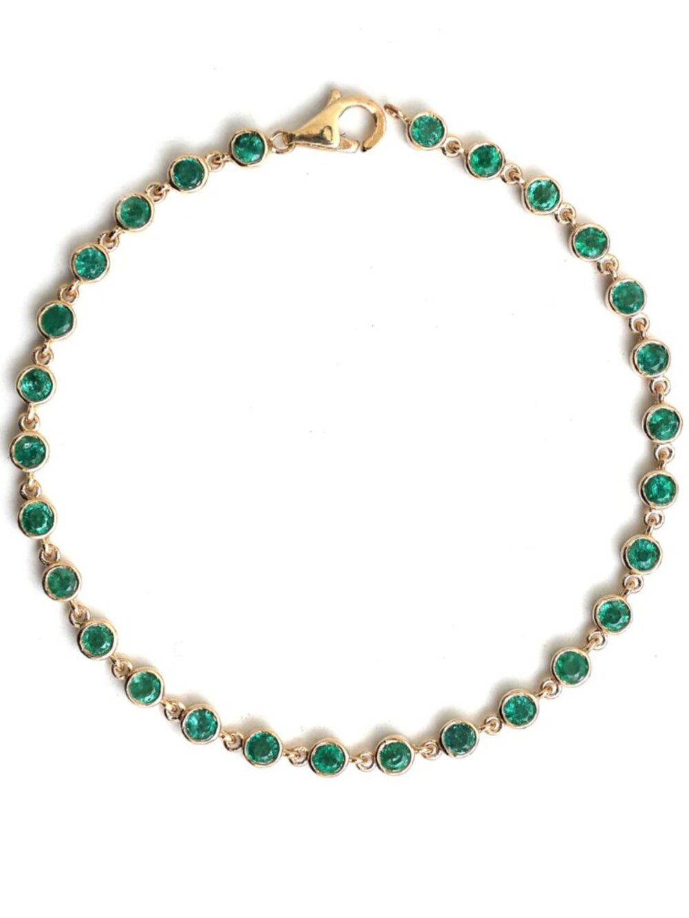 Verdant Halo Emerald 14K (Custom) Yellow Gold Station Bracelet